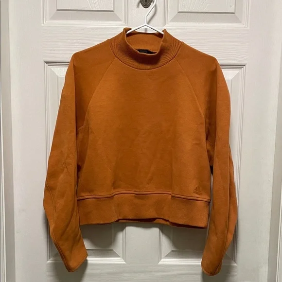 Adidas | Varsity | MockNeck | Burnt Orange | Pullover| Crop Sweatshirt | Size L - Picture 2 of 16